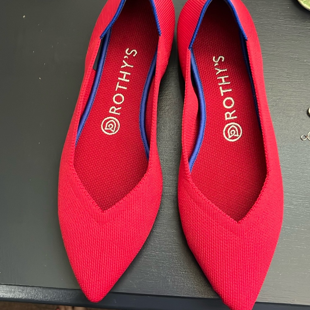 Rothy’s Red pointy stretchy flats